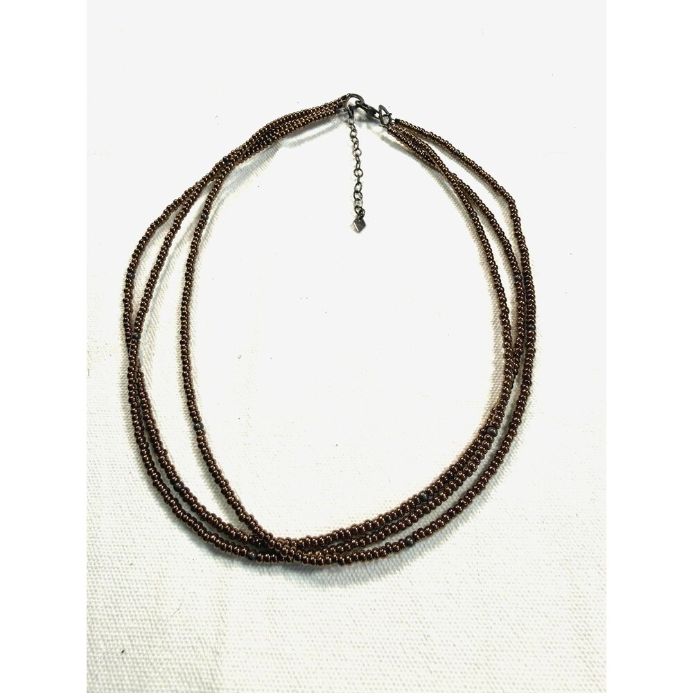 Retired SILPADA N1591 Bronze Glass Bead Sterling Silver 3 Strand Necklace